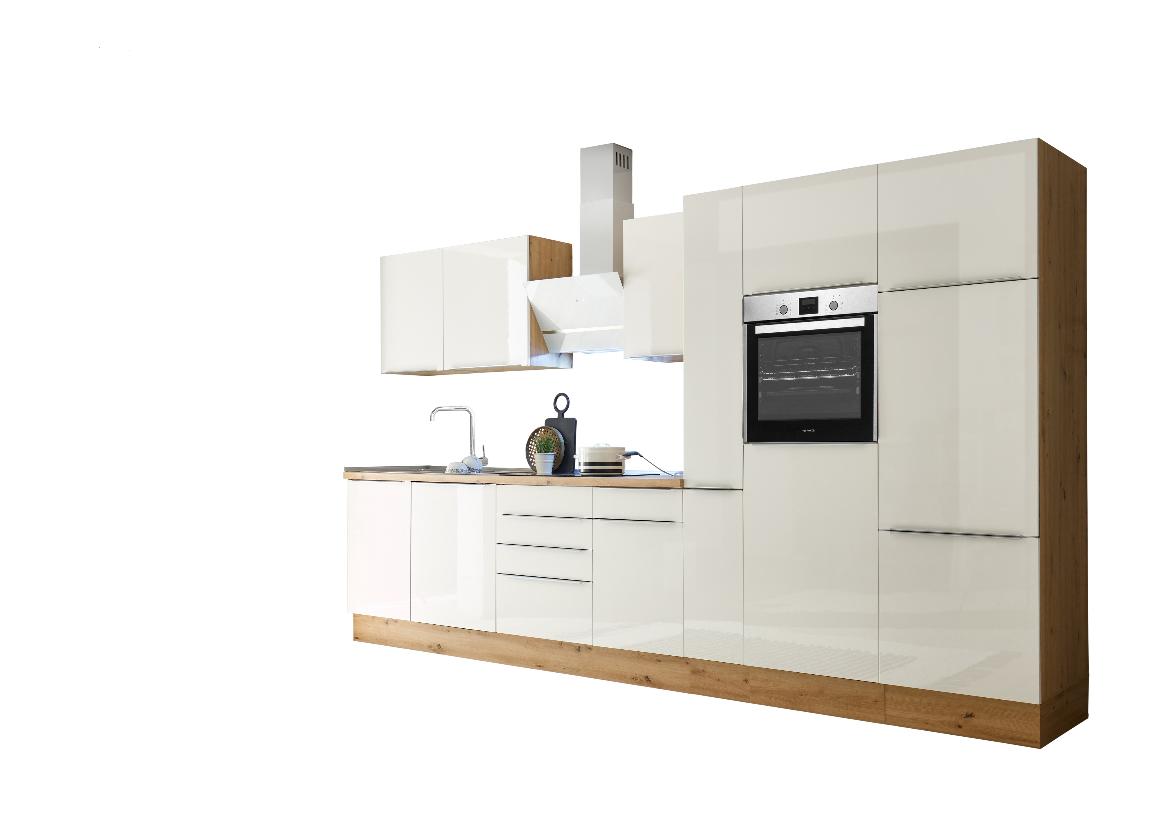 Küche Küchenzeile Küchenblock Marleen Premium 370 cm Weiß Artisan Eiche Respekta