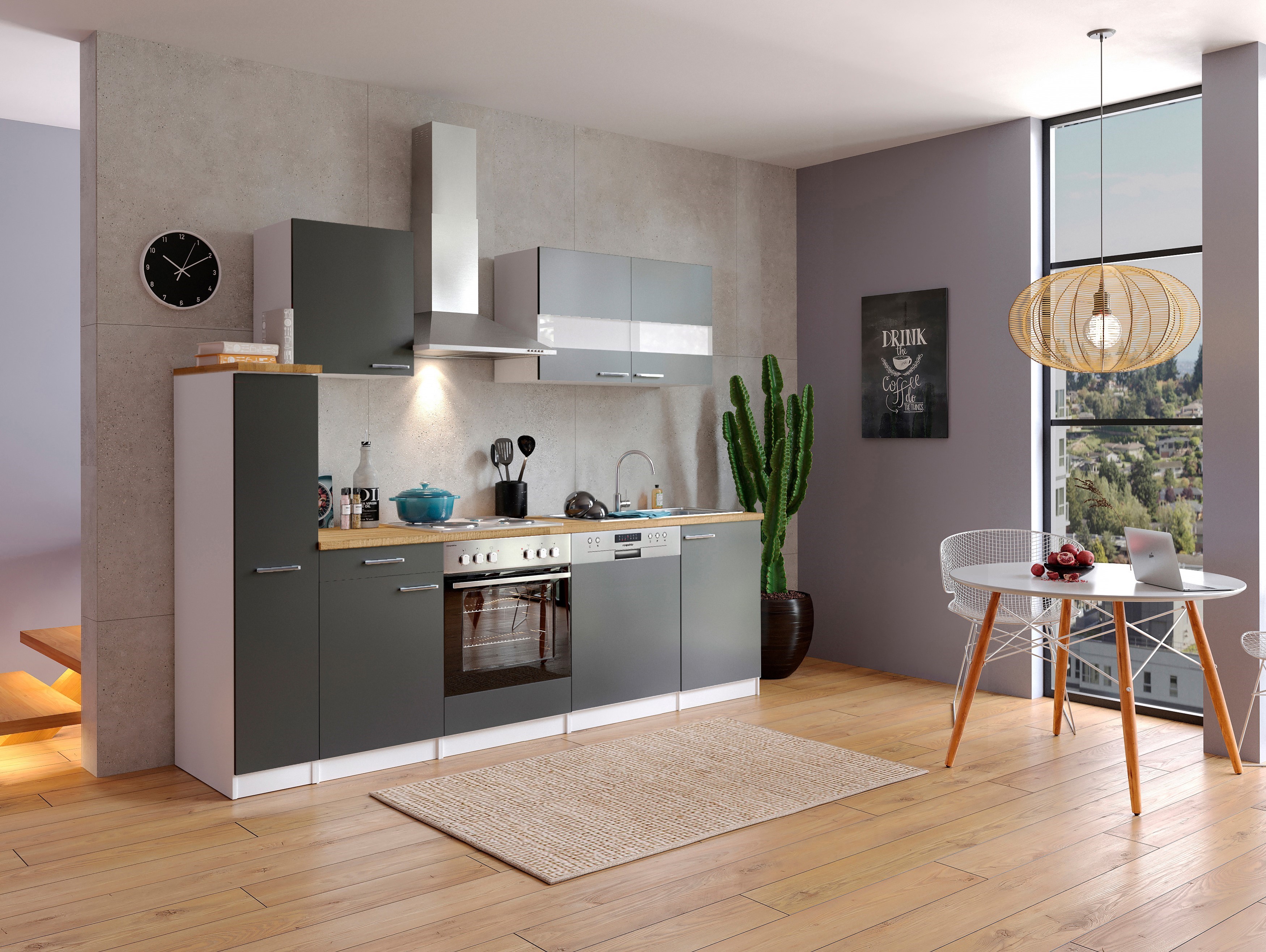 respekta cucina blocco cucina blocco cucina cucina completamente attrezzata 250 cm bianco grigio