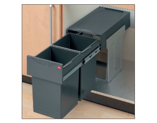 Hailo Tandem 2x15 litre 2-compartment waste bin for hinge-door wardrobes from 30s upwards