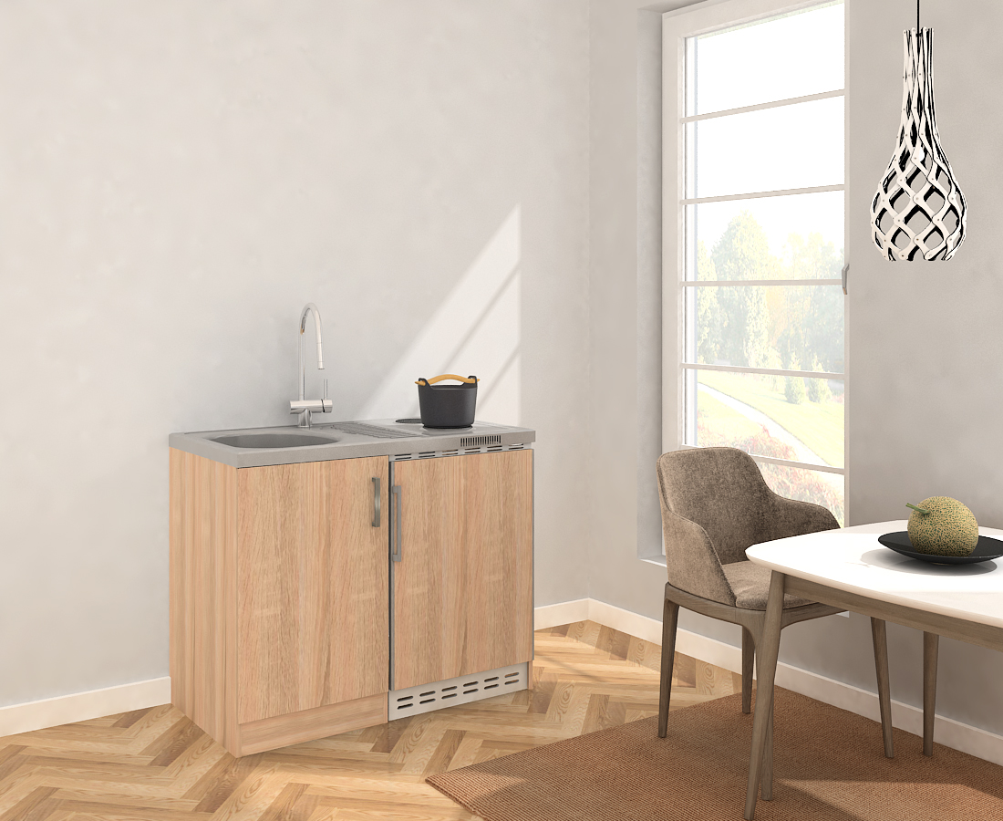 Küche Miniküche Singleküche Küchenzeile Pantry Eiche  Levin 100 cm Respekta