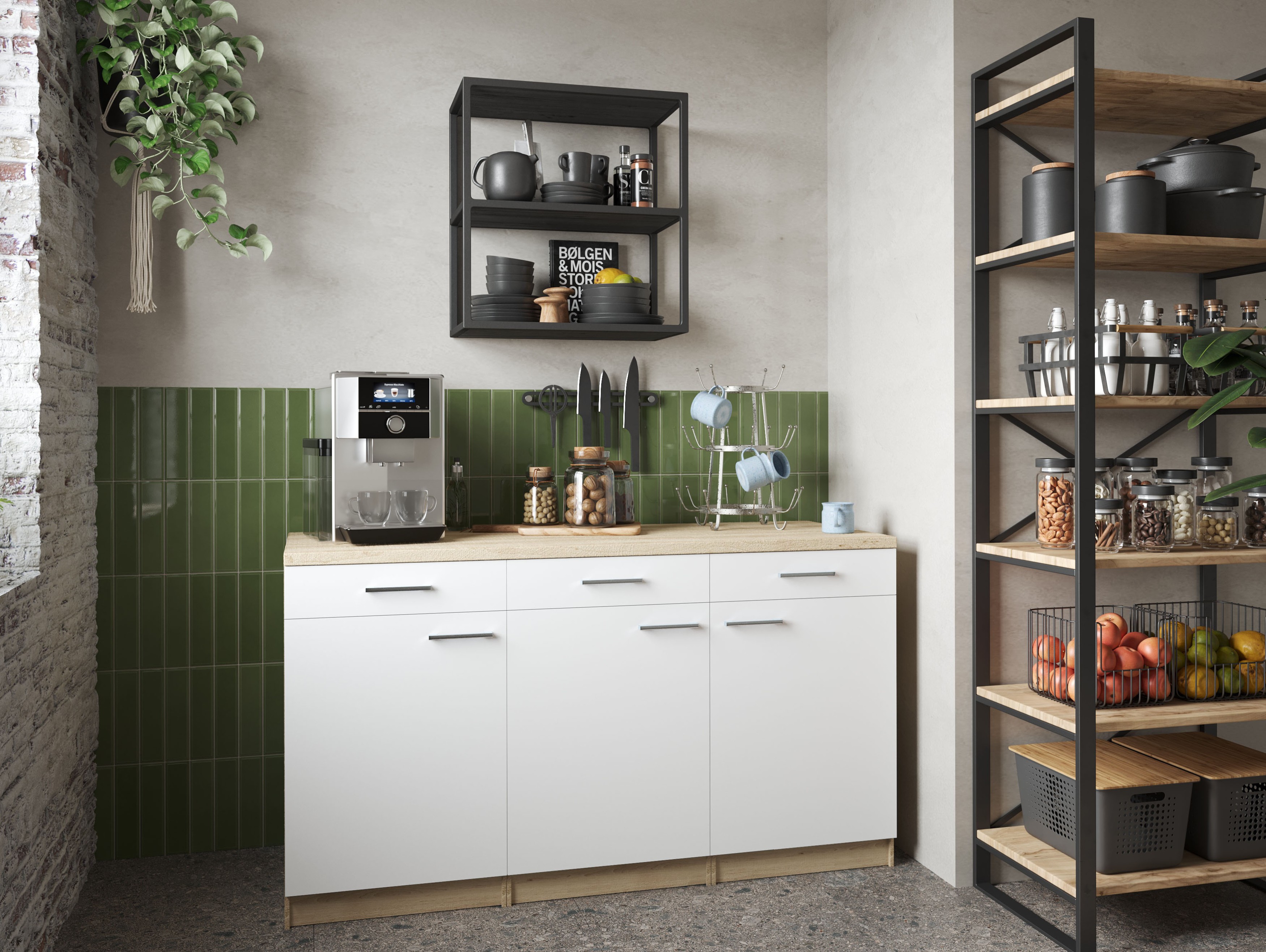 Küchenschrank Unterschrank Schublade 150 cm Eiche Sägerau Weiß Merle Respekta Küchenschrank Unterschrank Schublade 150 cm Eiche Sägerau Weiß Merle Respekta