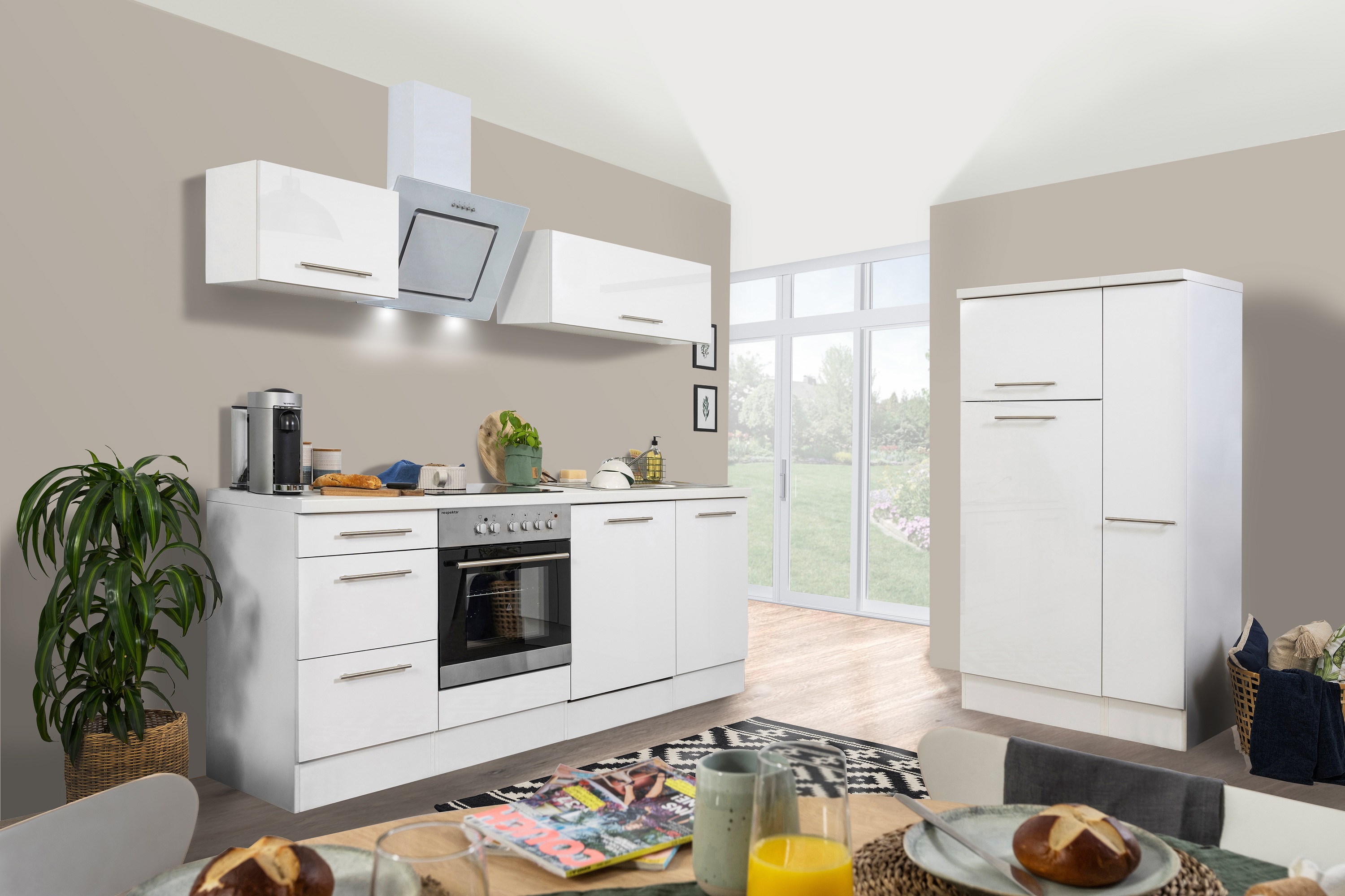 respekta kitchen unit kitchen kitchen block fitted kitchen high gloss complete 310cm white