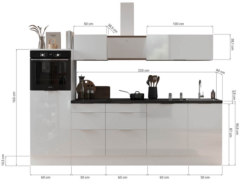 Küche vormontierte Küche 280 cm incl. Geräte Respekta Selection Elisabeth Grau  Artisan  Küchenzeile