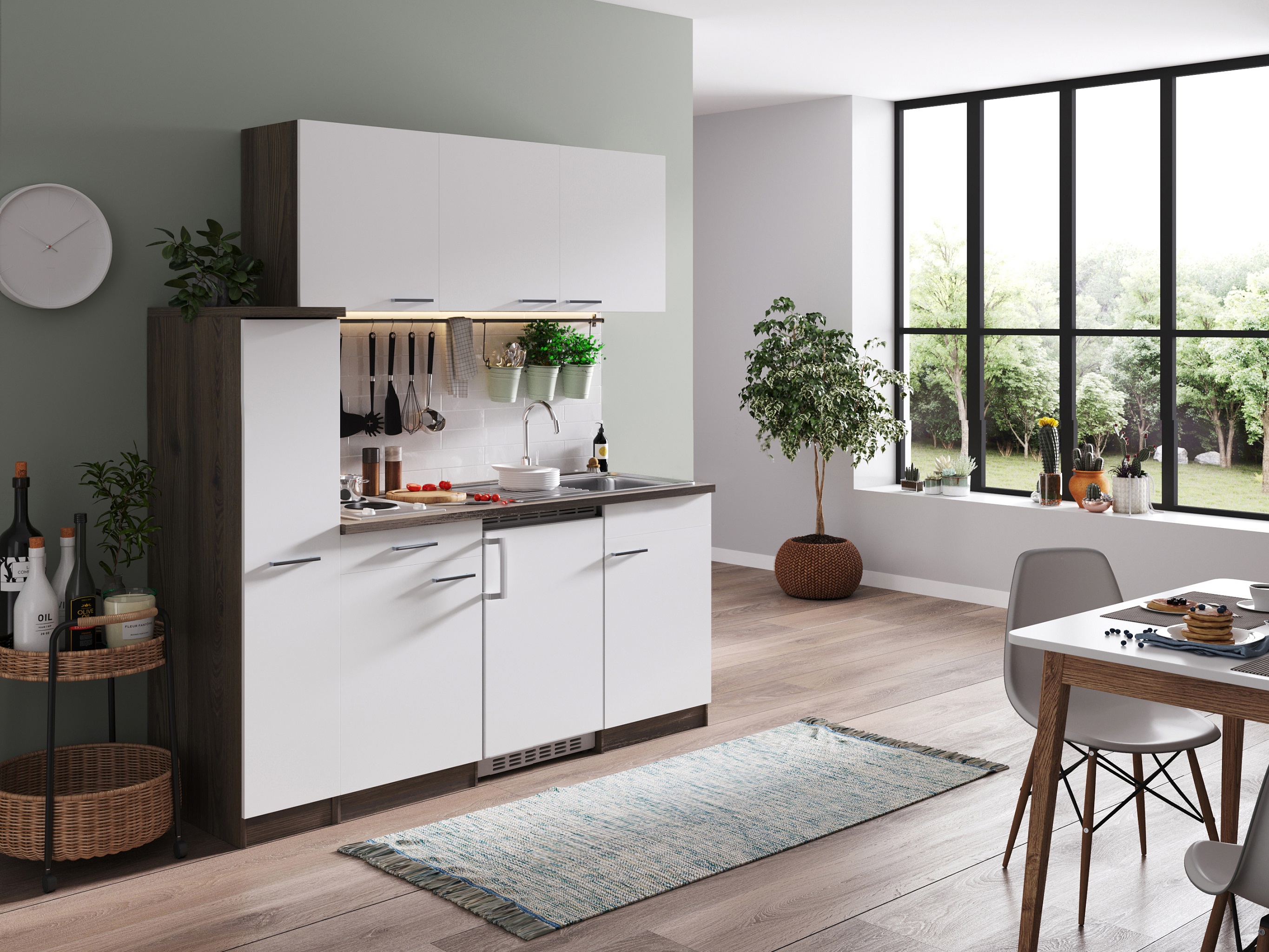 respekta kitchen single kitchen unit built-in kitchen block 180 cm York oak white