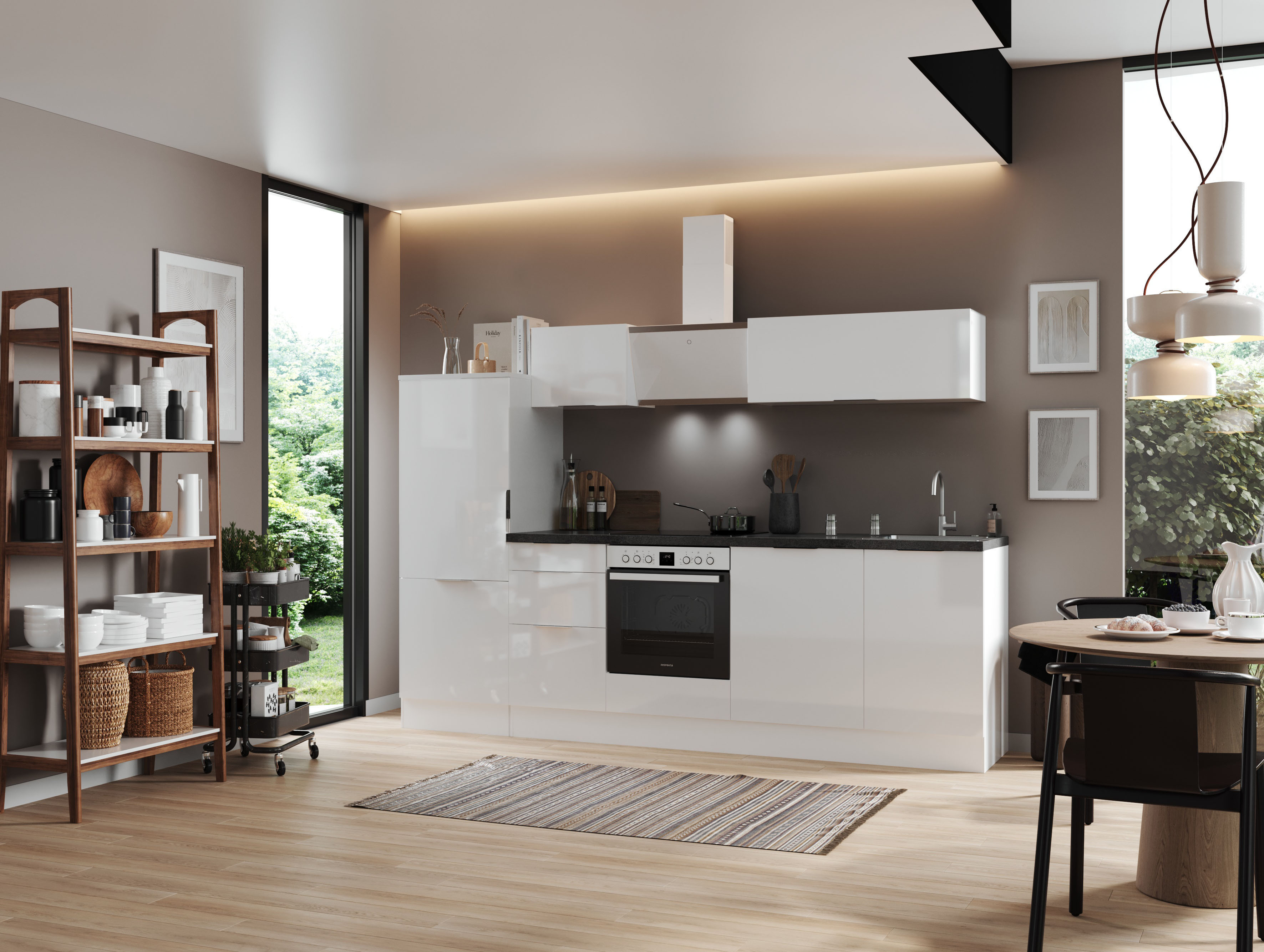 Respekta Selection vormontierte Küche 280 cm incl. Geräte Weiß Küchenzeile