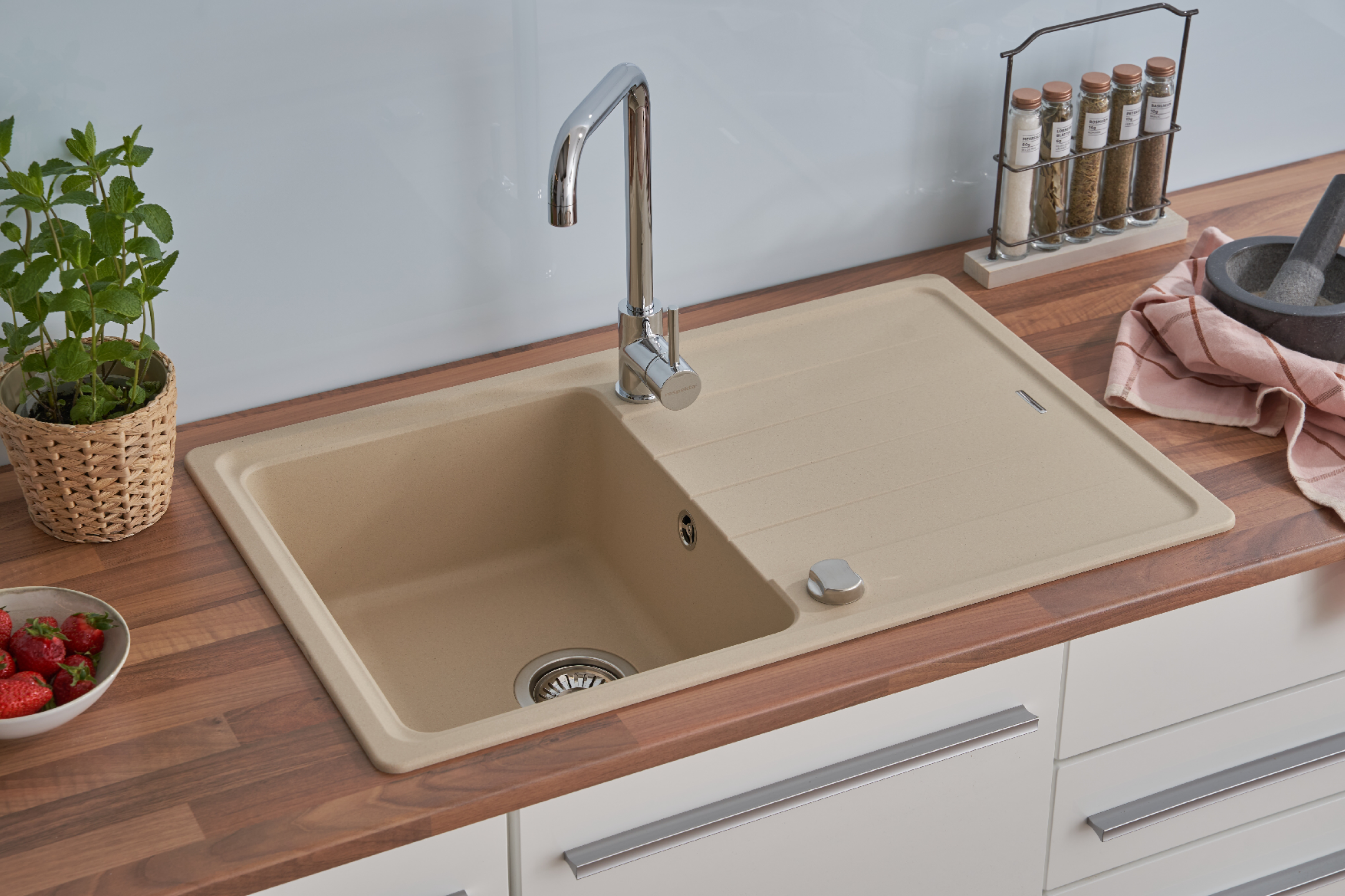 Küchenspüle Einbauspüle Spülbecken Granitspüle  78 x 50 Beige Respekta Columbia