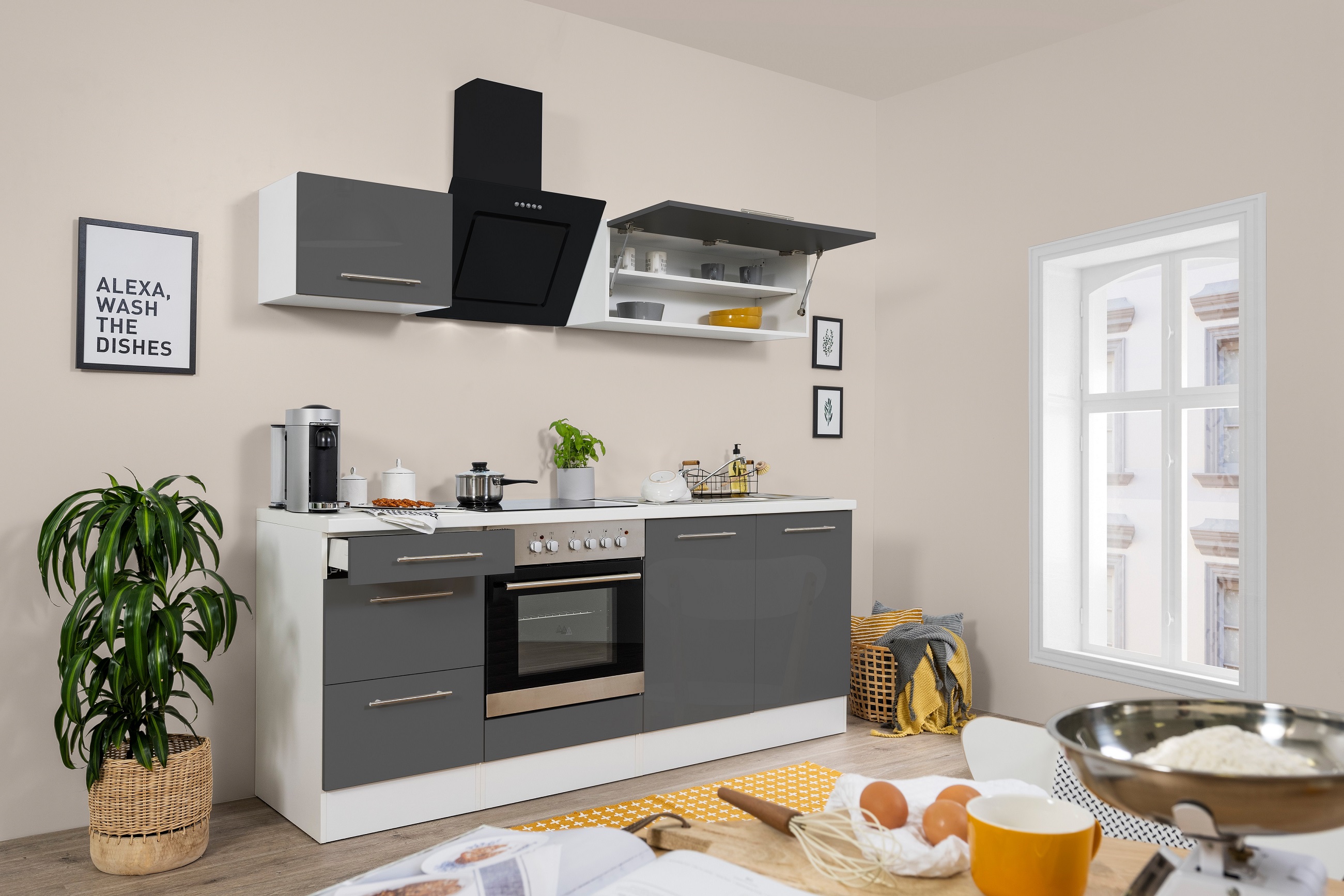 respekta unità di cucina unità di cucina unità di cucina cucina componibile lucida 210 cm bianco grigio