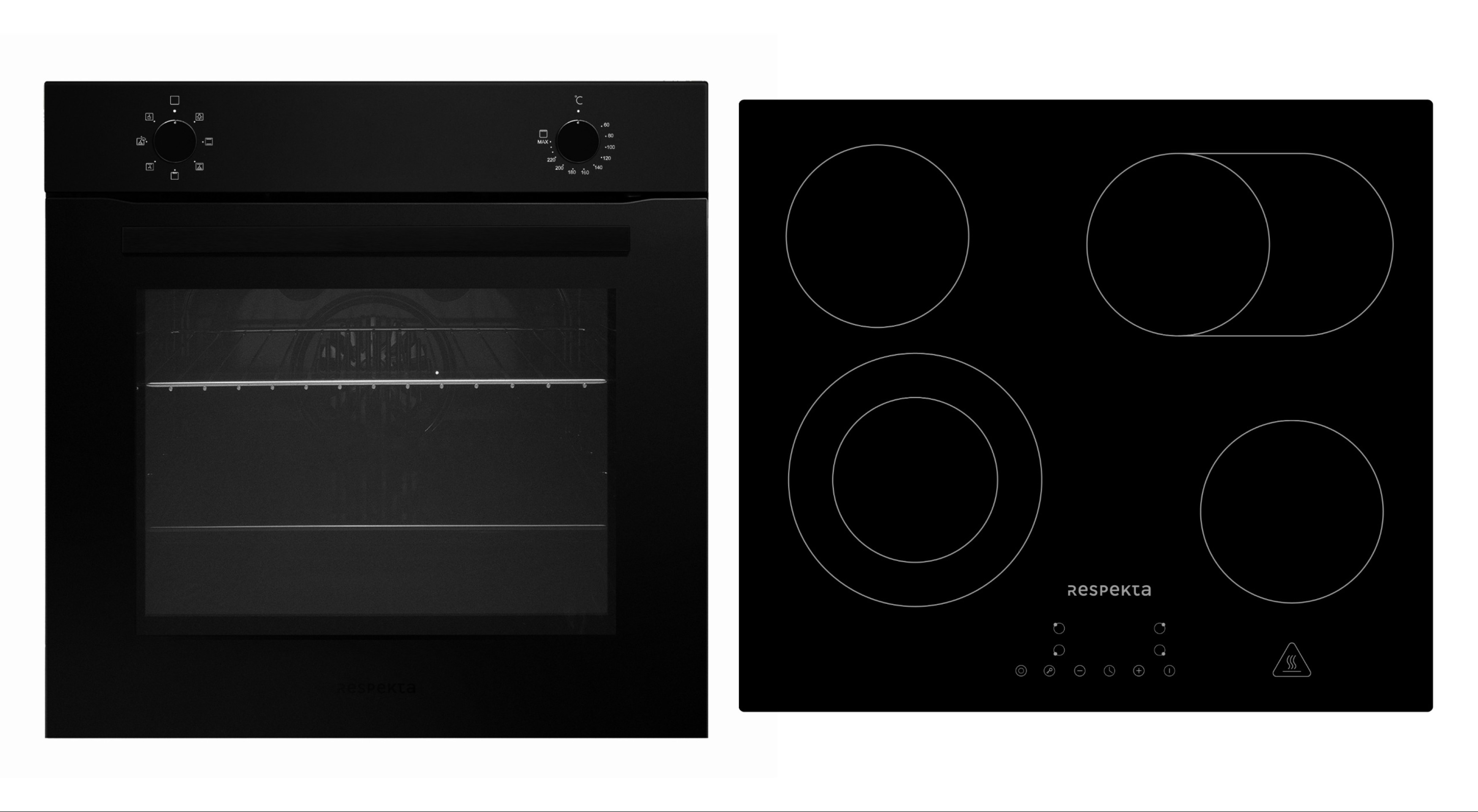 Backofen Herd Matt Schwarz Kochfeld Glaskeramik Einbau autark rahmenlos Respekta Backofen Herd Matt Schwarz Kochfeld Glaskeramik Einbau autark rahmenlos Respekta
