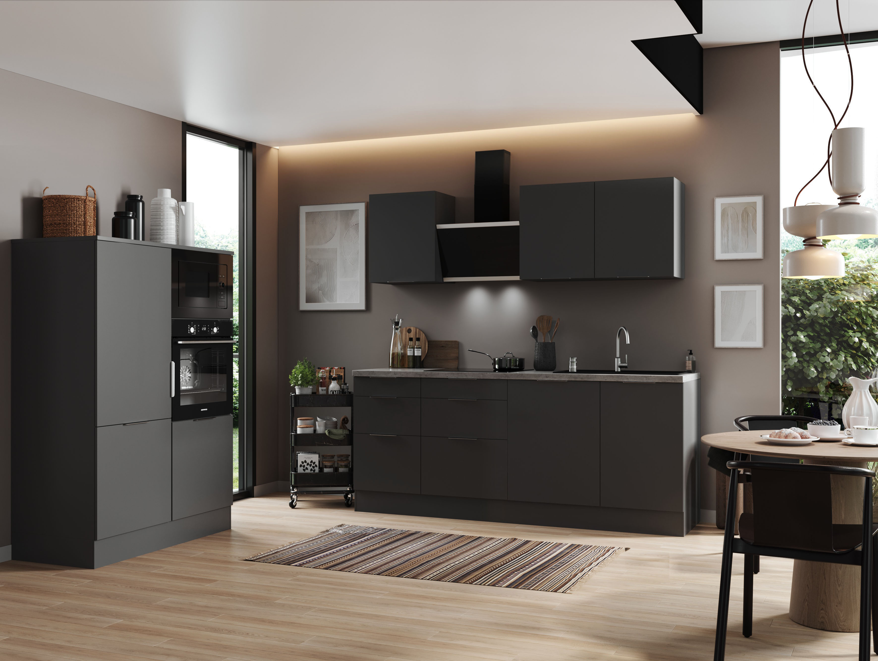 Verpackungsschaden Küche vormontierte Küche 340 cm incl. Geräte Respekta Selection Elisabeth Grau   Küchenzeile