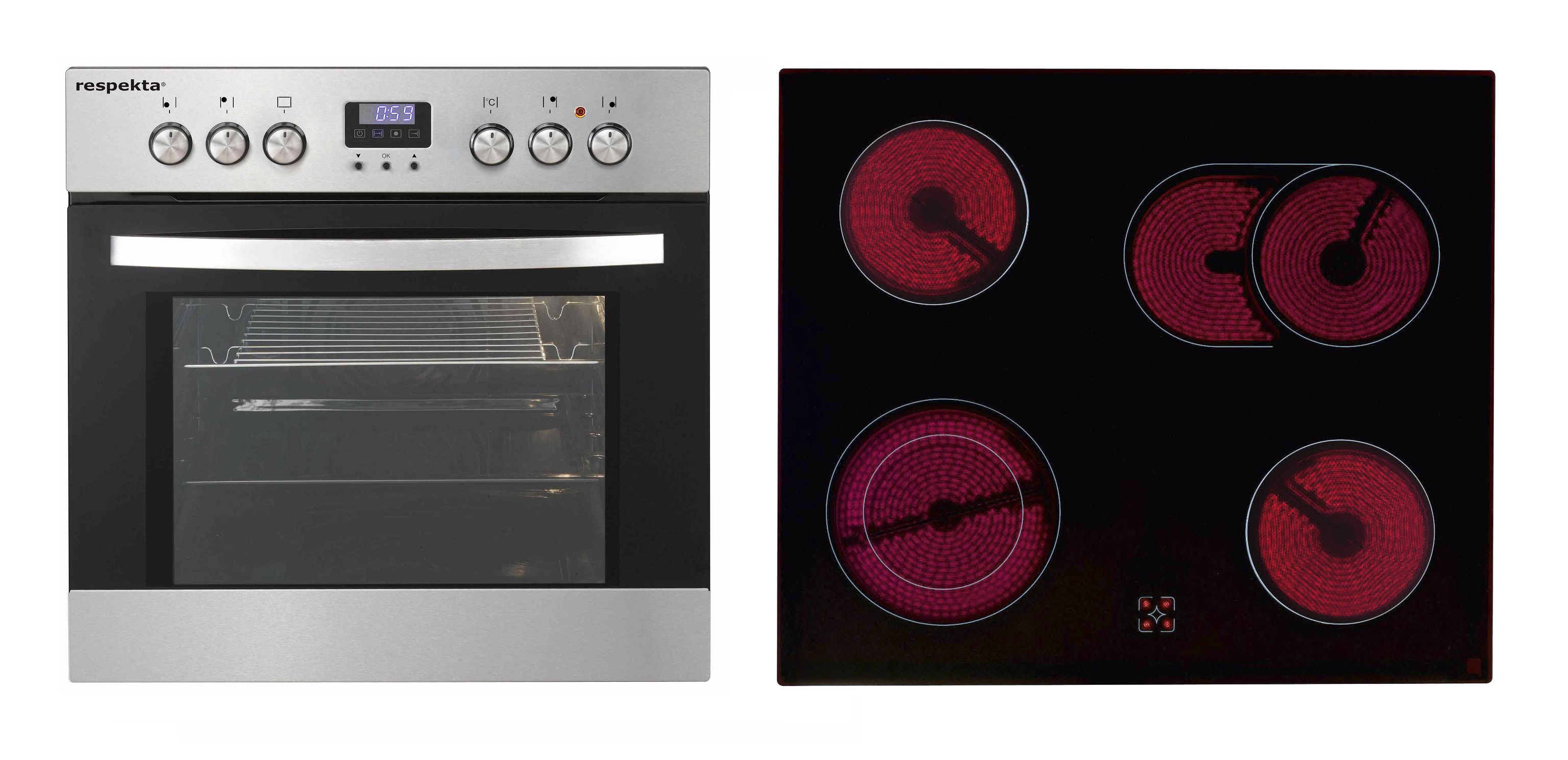 respekta built-in forno forno in vetroceramica piano cottura set acciaio  inox 7 funzioni