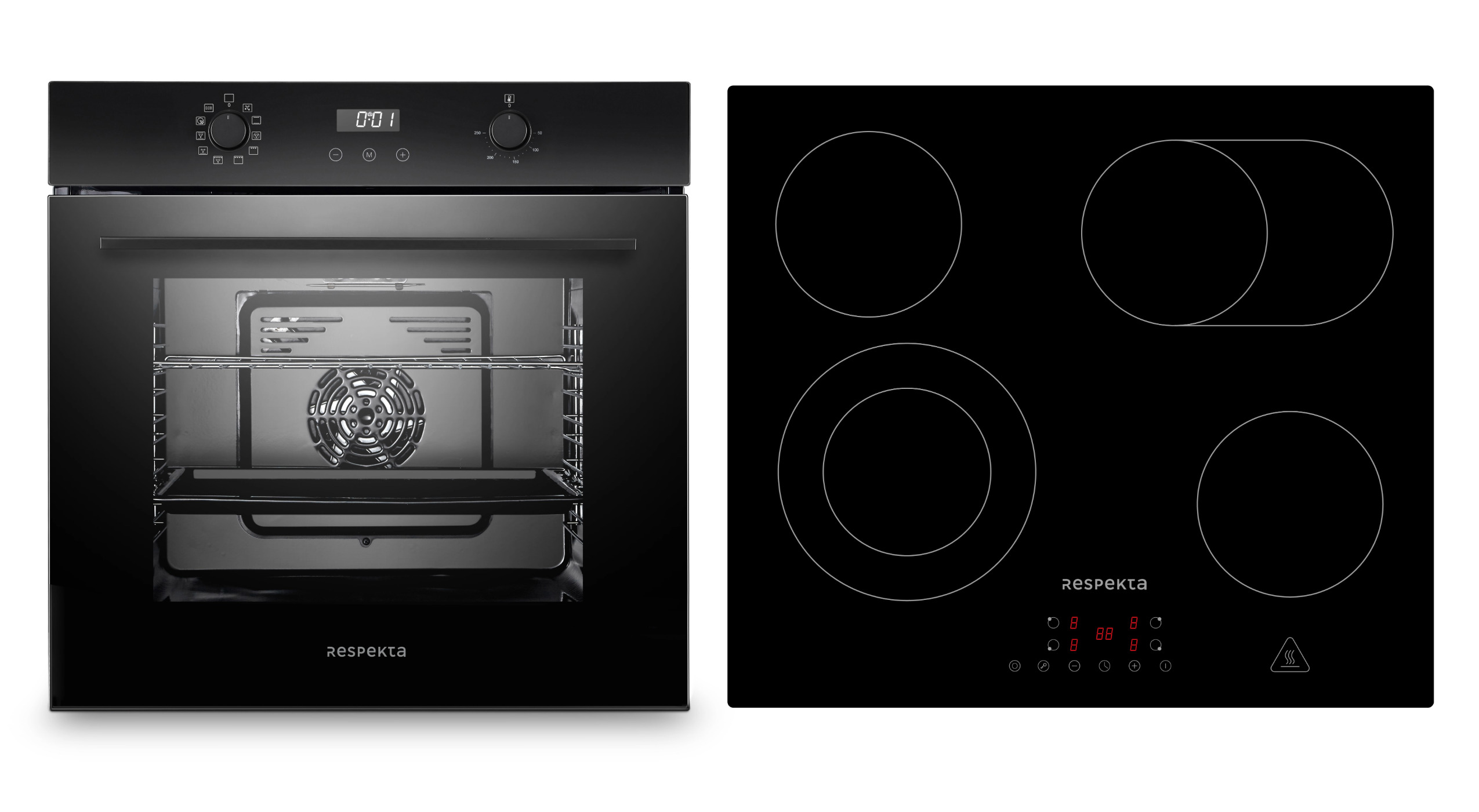 Backofen Herd Kochfeld Schwarz Glaskeramik Einbau Set autark rahmenlos Respekta Backofen Herd Kochfeld Schwarz Glaskeramik Einbau Set autark rahmenlos Respekta