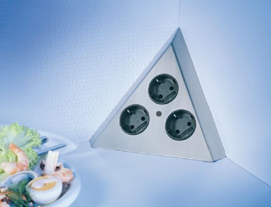 Thebo triangular 3-way socket outlet stainless steel corner socket outlet triangular power box