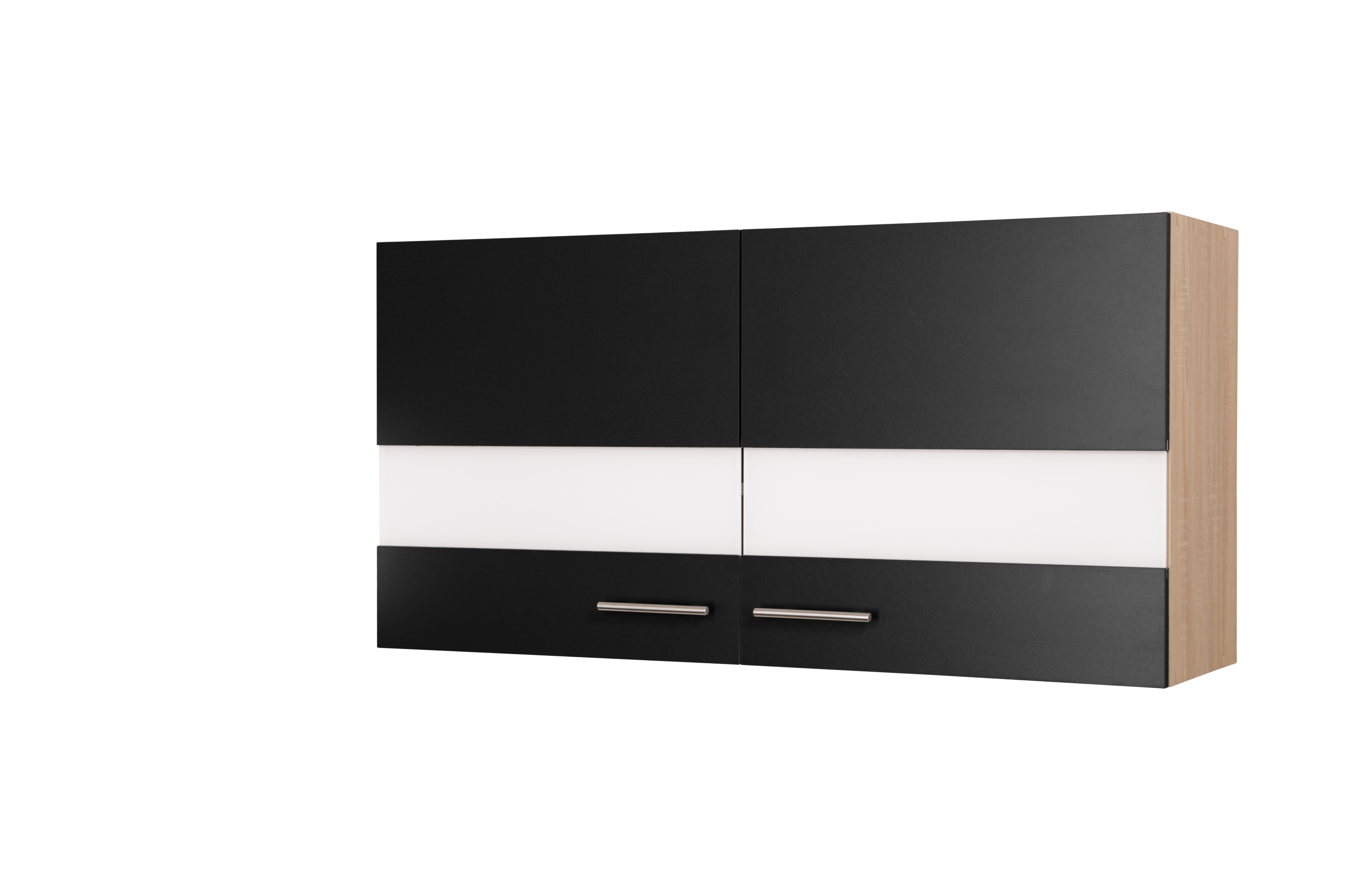 Oberschrank Hängeschrank 110 cm Eiche Sägerau Schwarz Merle Respekta