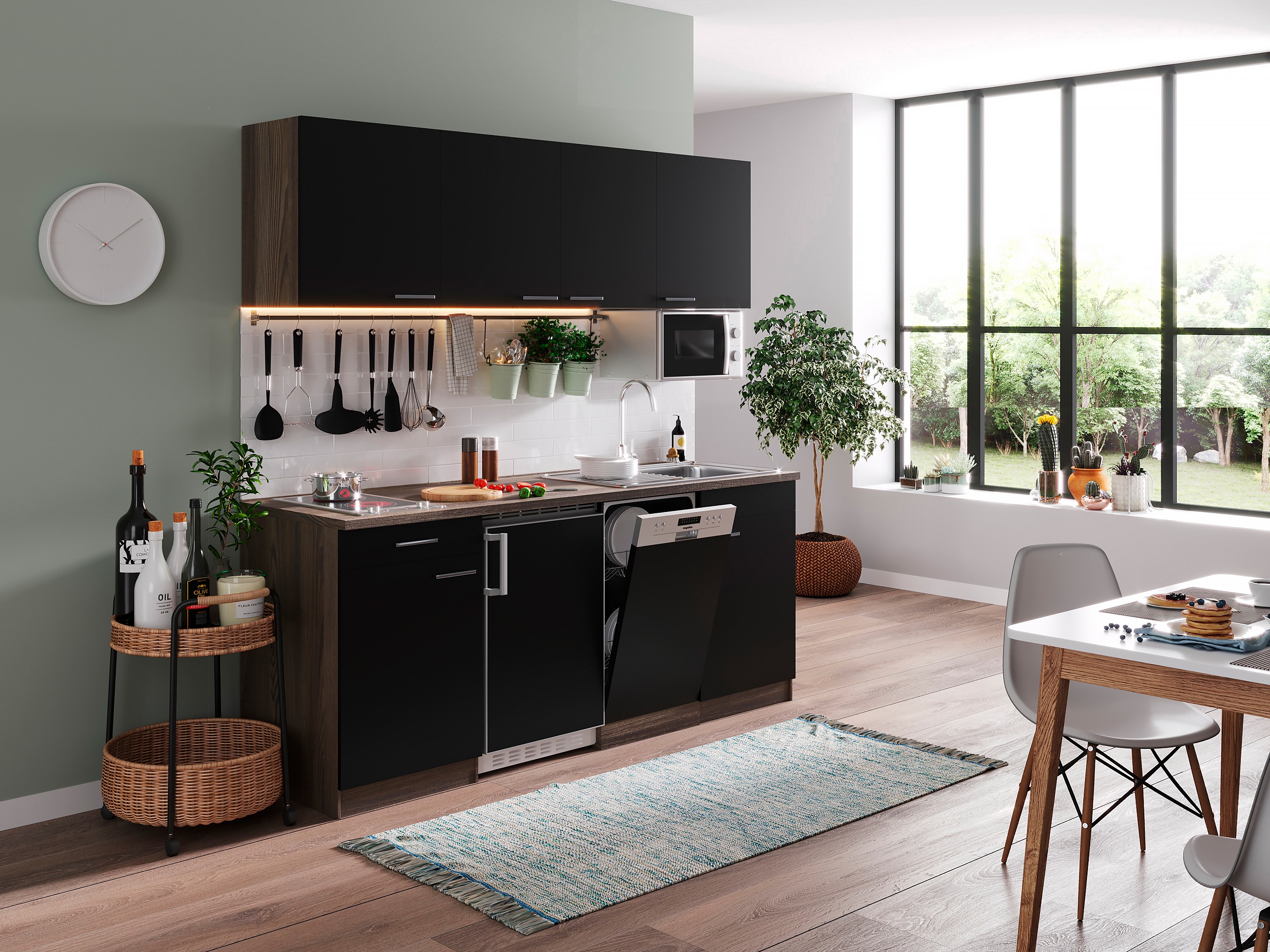 respekta kitchen kitchen unit fitted kitchen 195 cm York oak black