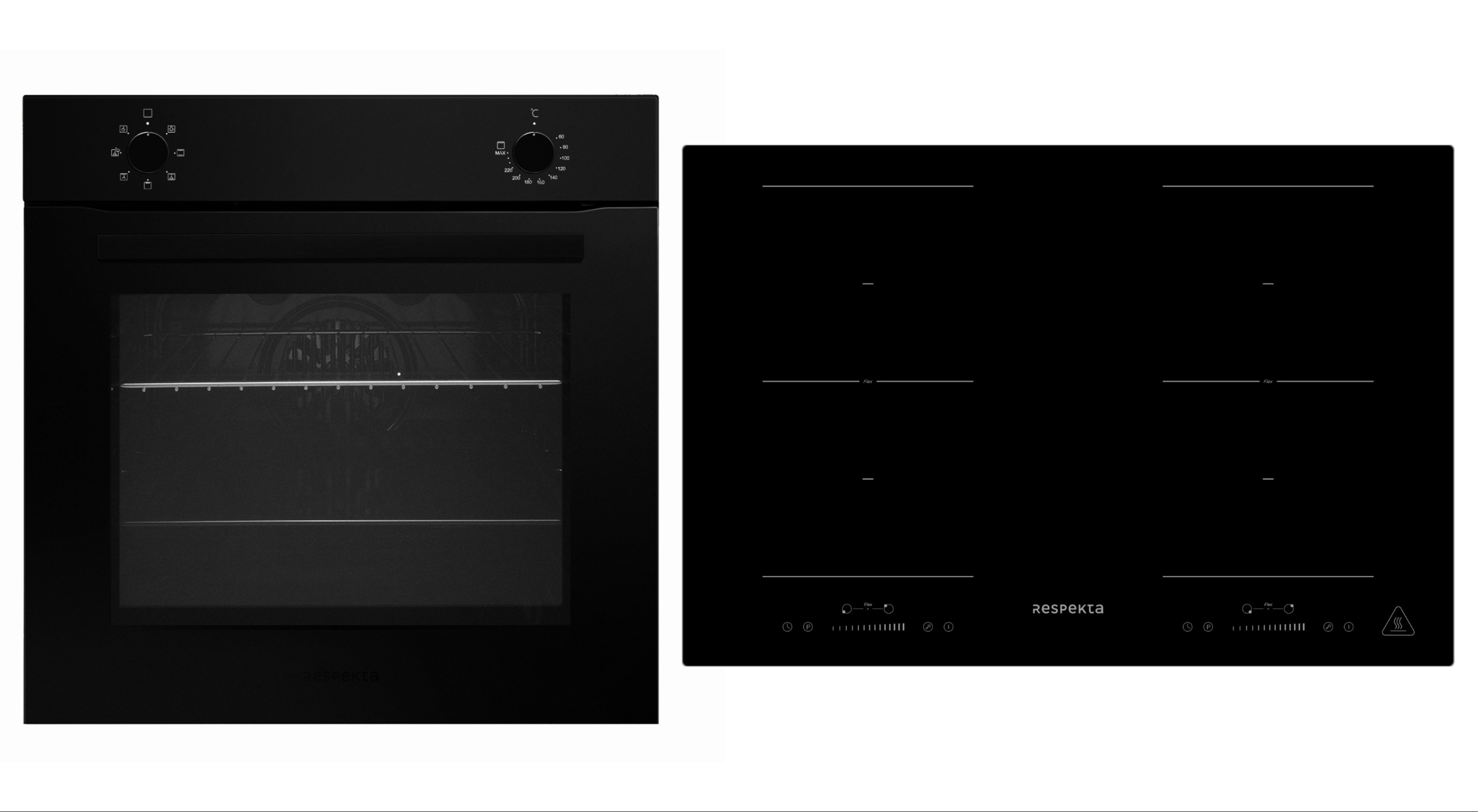 Backofen Herd Matt Schwarz Kochfeld Induktion 77 cm Einbau autark Respekta